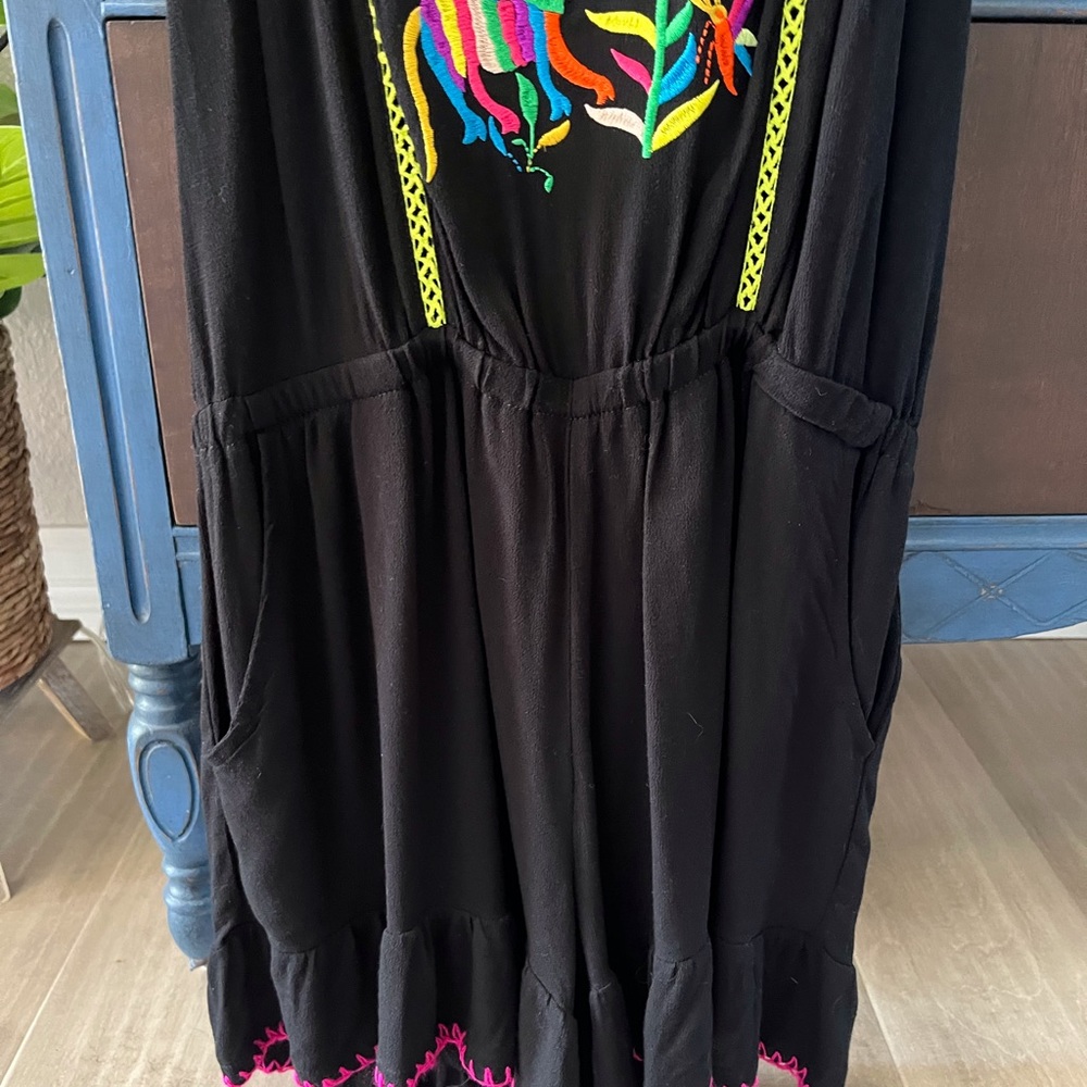 NANETTE LEPORE Isla Marietas Crepe Romper Swim Coverup Multicolor Black Large - Picture 2 of 12